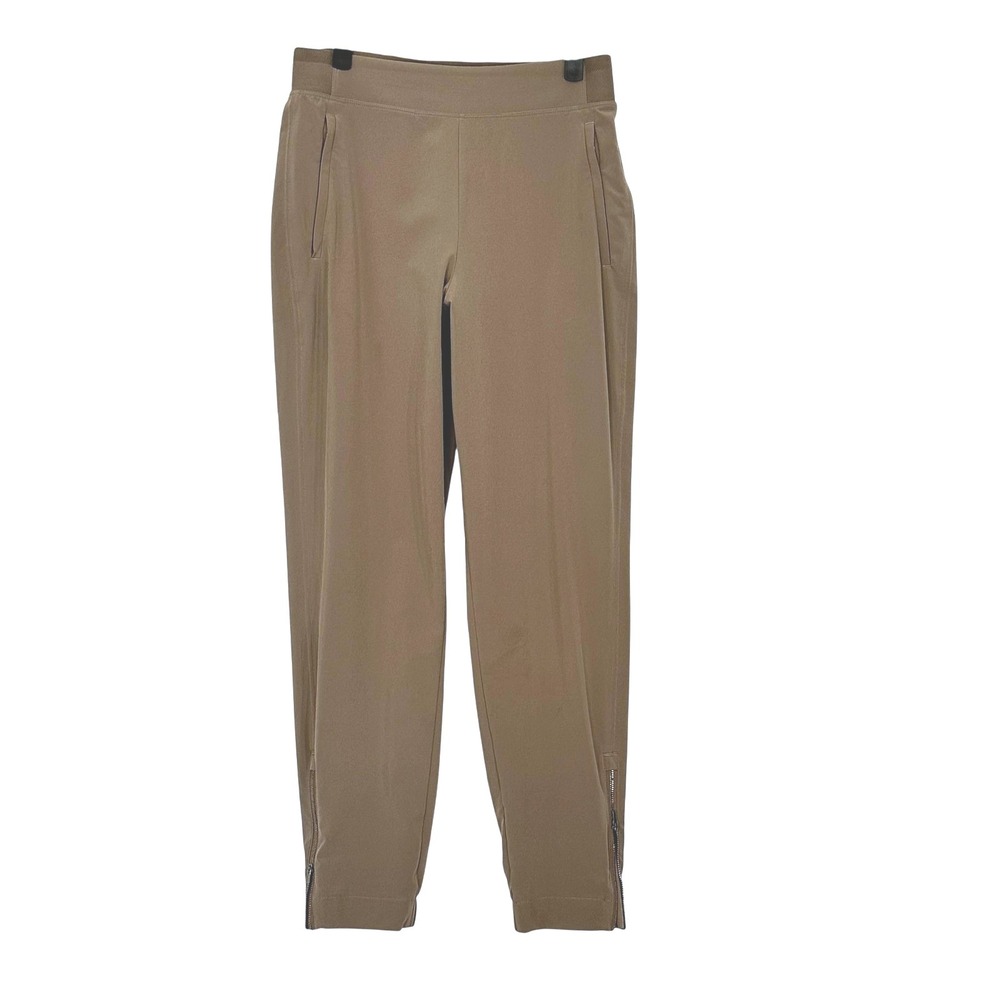 Athleta Brooklyn Ankle Zip Joggers Size 2 Brown Tapered Stretch Activewear Pants